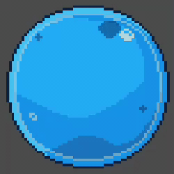 A pixelated, bright blue mana orb with a glossy appearance and small markings on its surface.